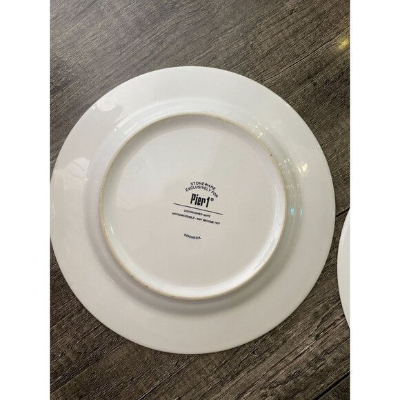 (2) Pier 1 Stoneware Yellow Bird 8" Plate decor discontinued rare boho cottage - Picture 6 of 6